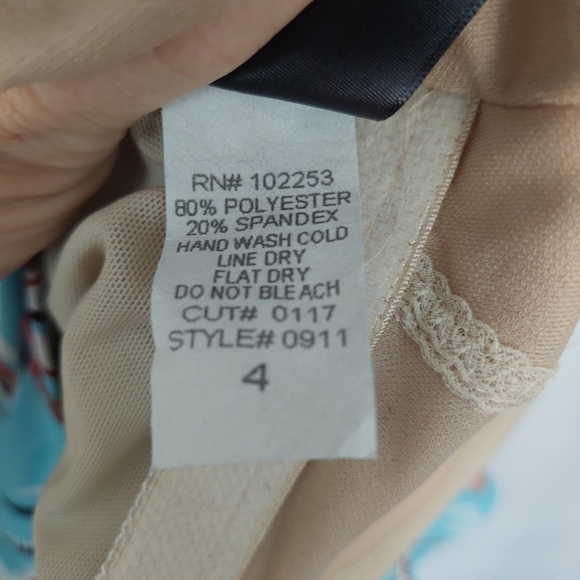 Esther Williams Aqua Print Skirted Swimsuit Size 4 - Picture 5 of 5